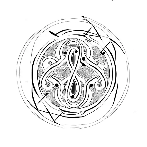 A Yin Yang Symbol Composed Of Musical Notes And Dancing Silhouettes