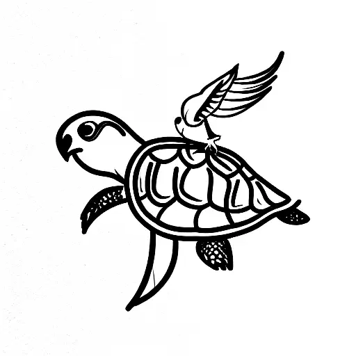 A Lovebird With A Turtle Being Friends