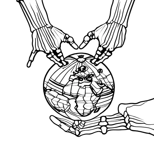 Skeleton Hand Holding Earth