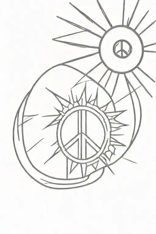 Sun Rays And Peace Sign