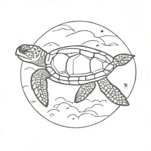 Sea Turtle And Beach Scene
