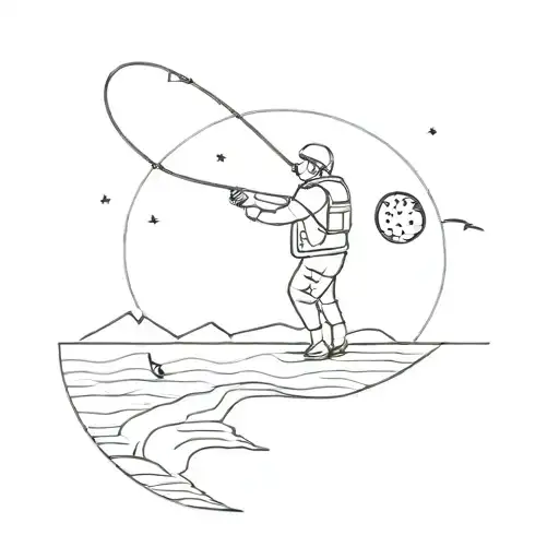 Man Fishing On Moon