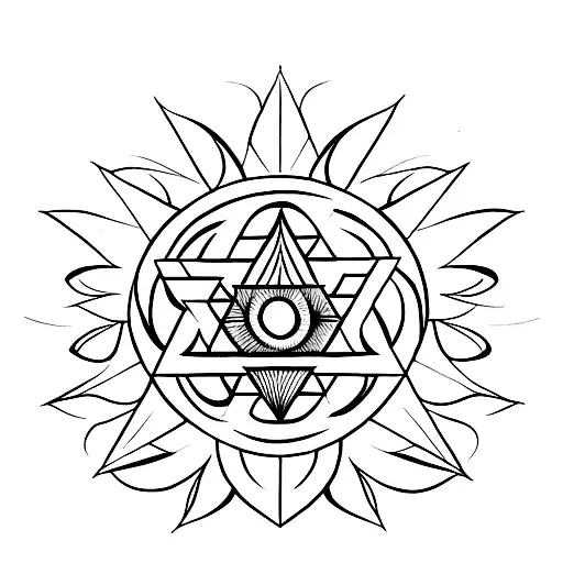 A Minimalist Tattoo Of Sri Yantra Merging Into A Rosary