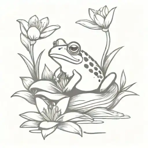 Cute Little Frog On A Ducks Back And They Are Swimming In A Pond Of Lillies