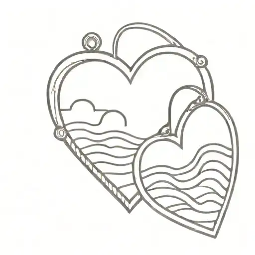 Linear Wave Sun Heart Shaped Locket