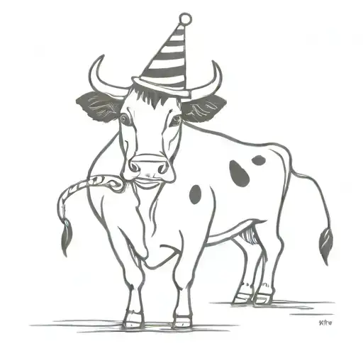 Holstein Cow With Party Hat And Kazoo