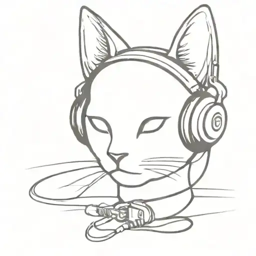 Black Cat Wearing Headphones