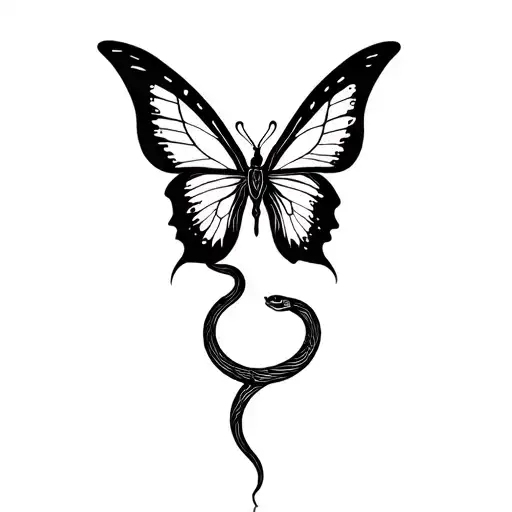Butterfly With A Snake Going Through It