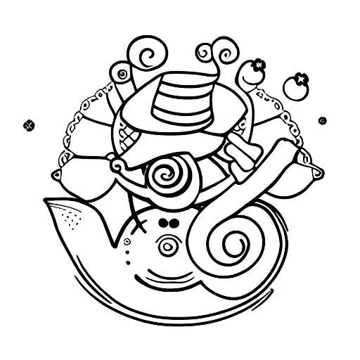 Snail With A Top Hat And A Little Four Leaf Clover