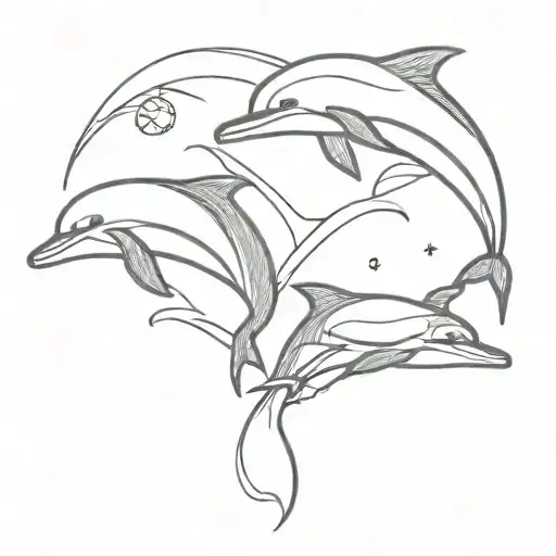 Couple Tattoo Featuring Football And Dolphins