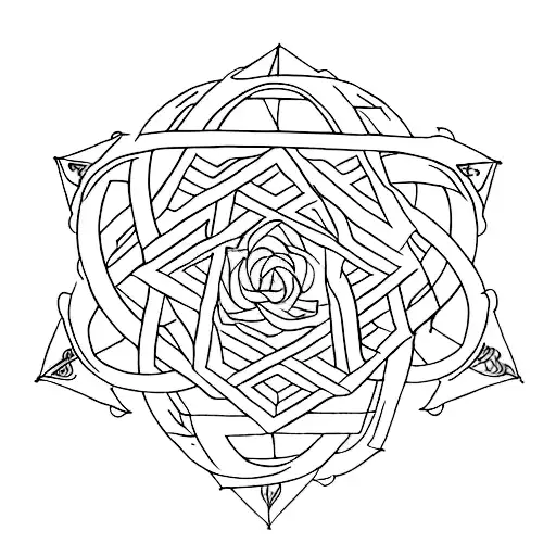 Unicursal Hexagram With A Rose