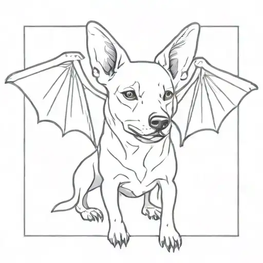 Dog With Two Heads And Bat Wings Spread