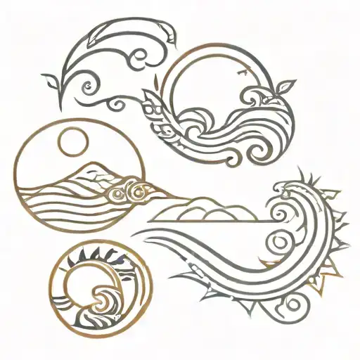 Filipino Tribal Patterns And Sun And Ocean Waves