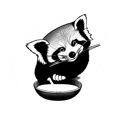 Red Panda With A Sad Face Looking At An Empty Food Bowl