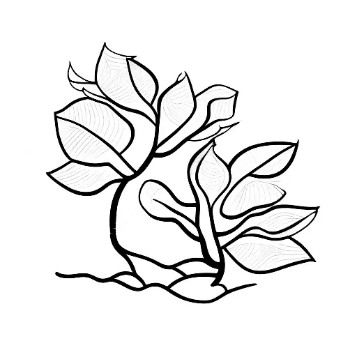 A Minimalist Tattoo Of A Mango Tree With Its Vibrant Fruits And Leaves