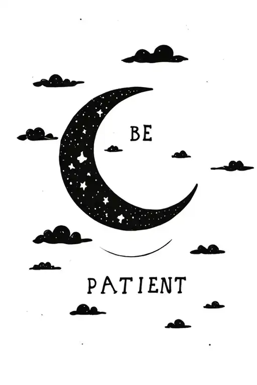 Moon And Clouds With The Words Be Patient