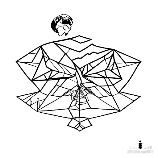 A Minimalist Tattoo Of A Paper Airplane Flying Over A World Map