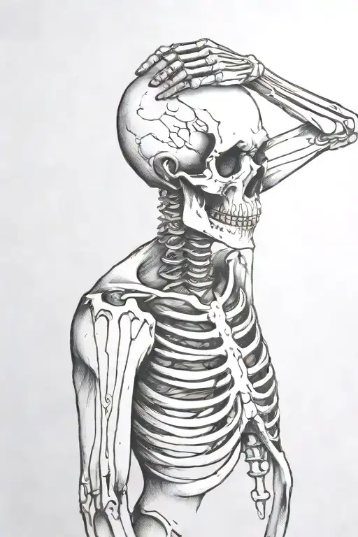 Skeleton With Hand In Head