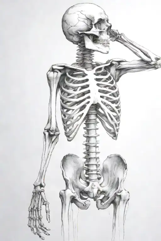 Standing Skeleton Cracked Head Forward Profile