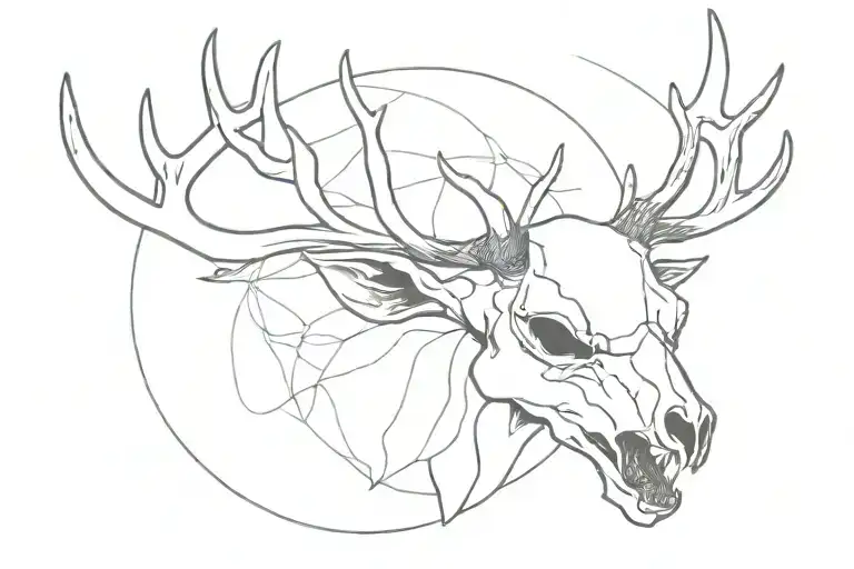 Head Deer Skull In The Middle