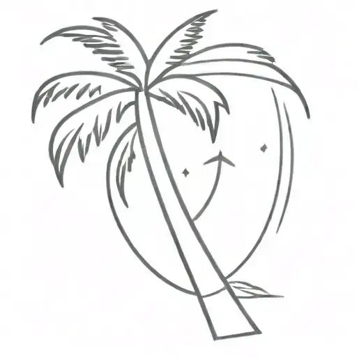 A Minimalist Palm Tree Tattoo With Drumsticks As The Trunk