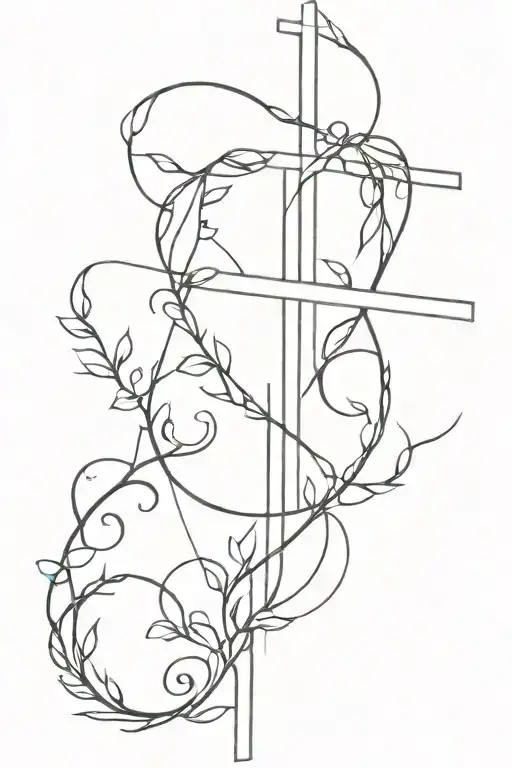 Simple Cross And Vine Intertwined