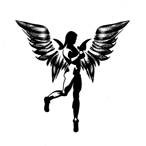 Muscly Angel Holding Boxing Gloves