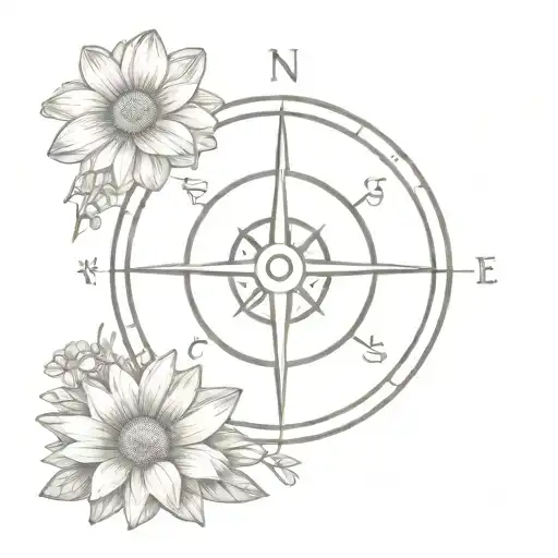 Compass Surrounded By Daisies
