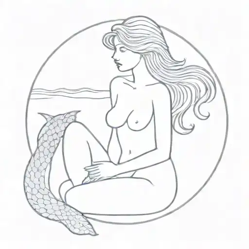 Topless Mermaid Sitting