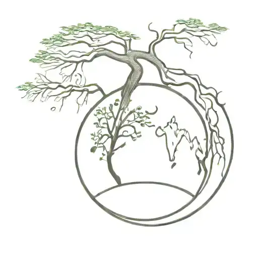 A Tree And Its Roots Below Outlining A Globe Surrounded