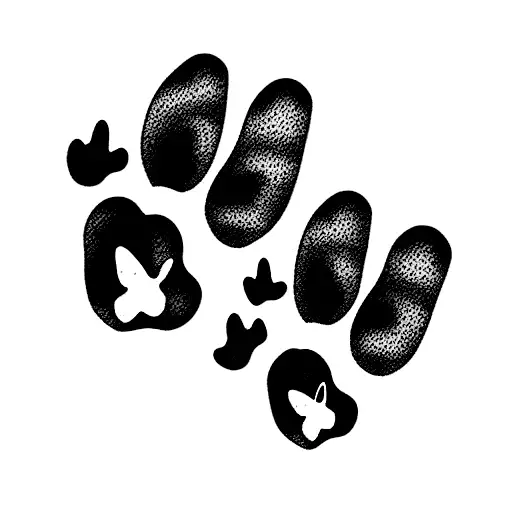 2 Dog Paws With Flowers And Butterflies