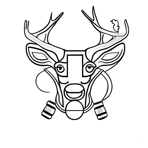 A Minimalist Tattoo Of A Football With A Deer Silhouette Running Across It