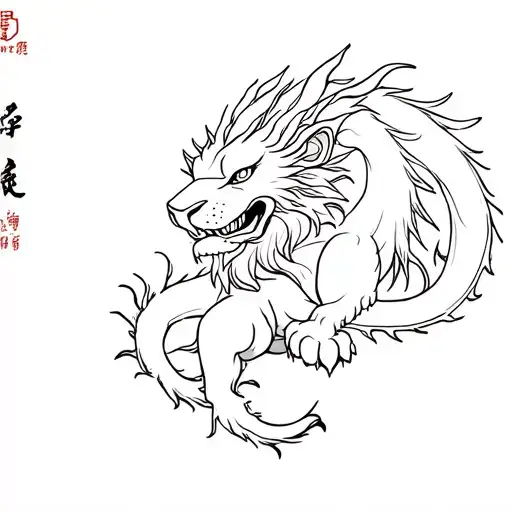 Jin Jang Dragon Hugging A Flawl Lion