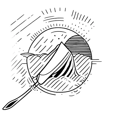 A Majestic Paddleboard Gliding Through Calm Waters With A Breathtaking Sunset In The Background