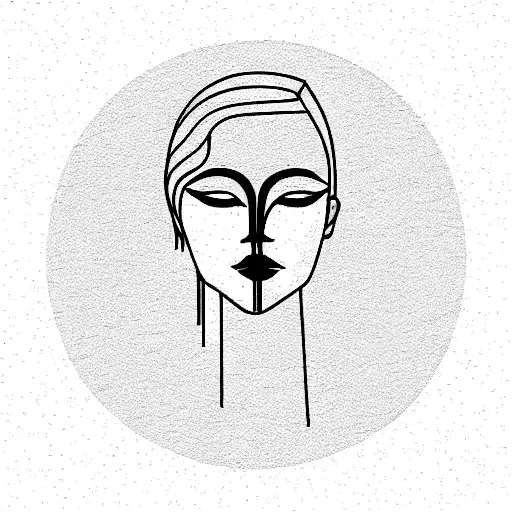 Woman Portrait Geometric Abstract Elements