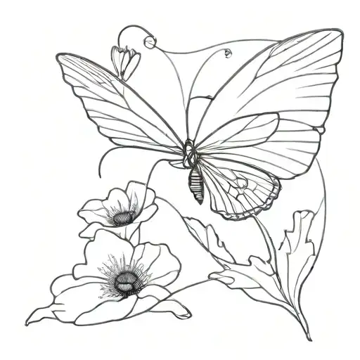 Butterfly With One Normal Wing And One Poppy Wing