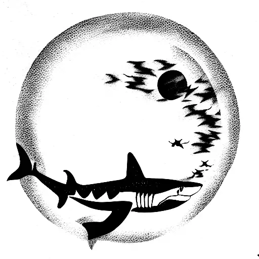 Shark Around A Full Moon