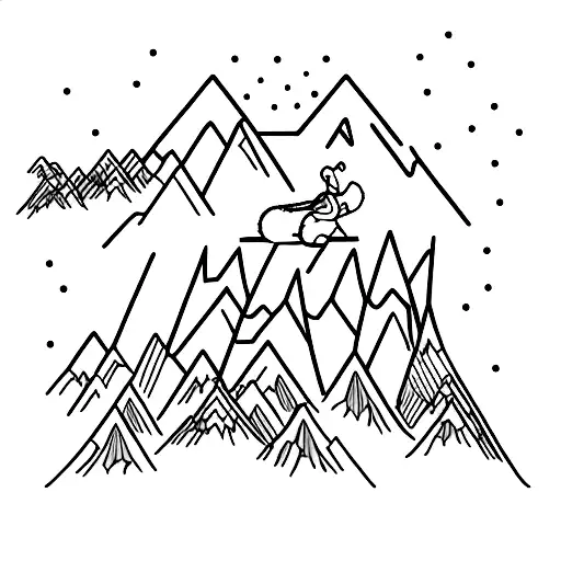 Bear With Mountains Inside And A Skier