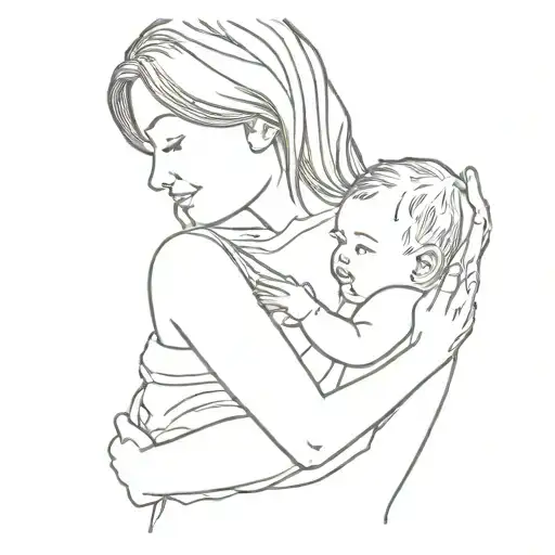 Mother And Baby Girl Holding