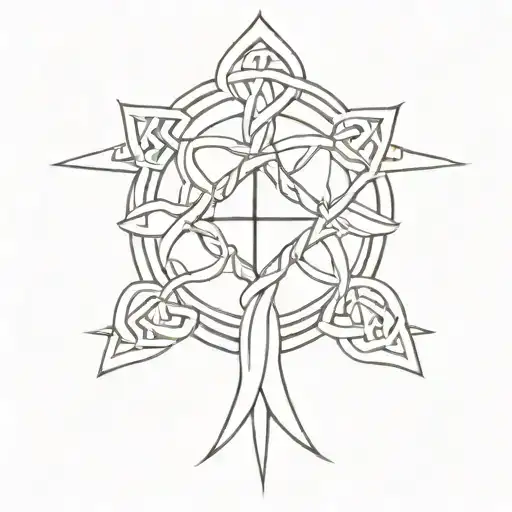 Make A Pagan Tatto With A Cross A Kolovrat And Some Celtic Rings And Decoration