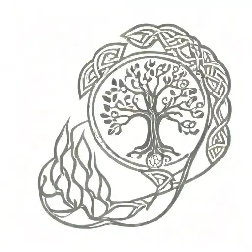 Wolf Paw With Tree Of Life And Celtic Knots