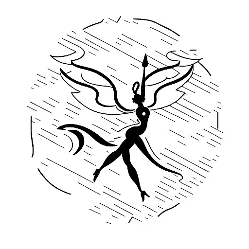 A Minimalist Tattoo Of A Graceful Angel Dancing Among The Stars
