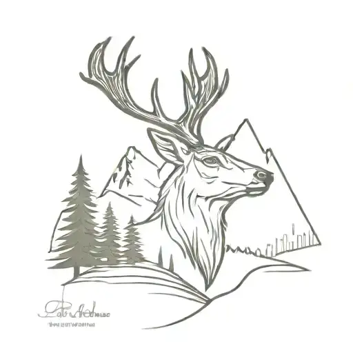 Deer Head With Forest