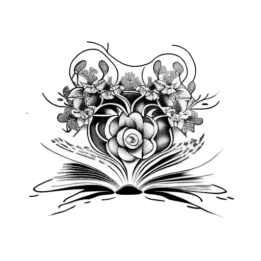 An Open Book With Intricate Floral Patterns Growing Out Of Its Pages