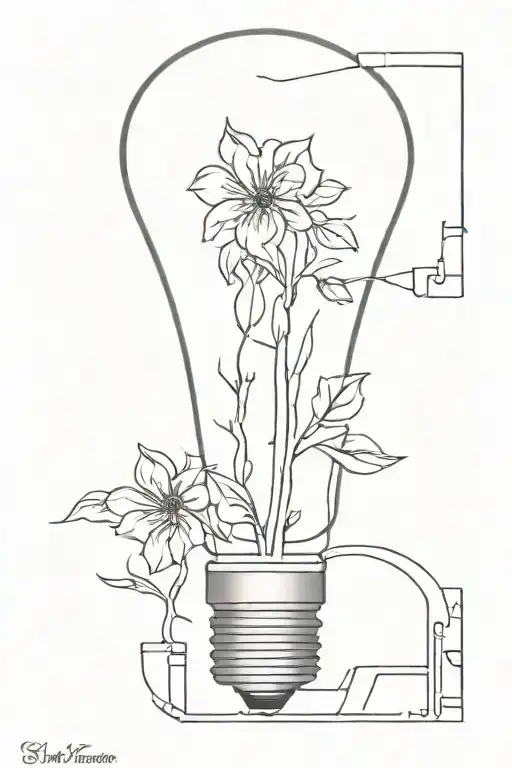 Broken Lightbulb With Flowers Coming Out Of The Crack