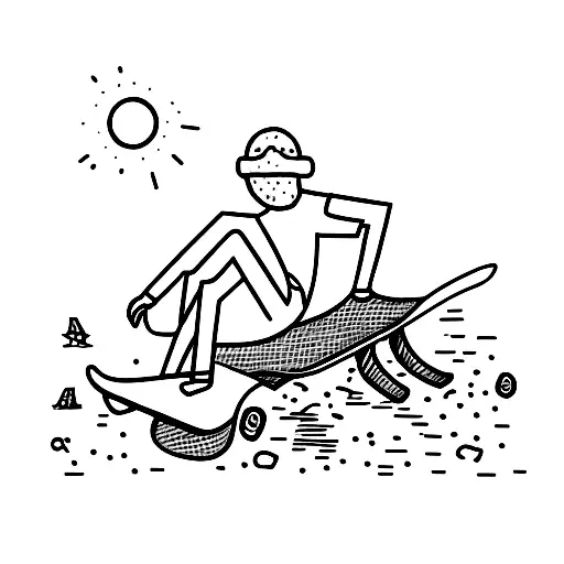 A Patient Skater Waiting For The Sunrise On A Beach