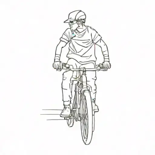 A Boy Riding A Bike With A Gun