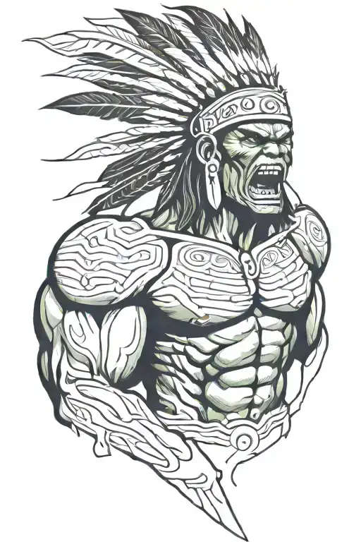 Native American Chief Hulk Monster Yelling