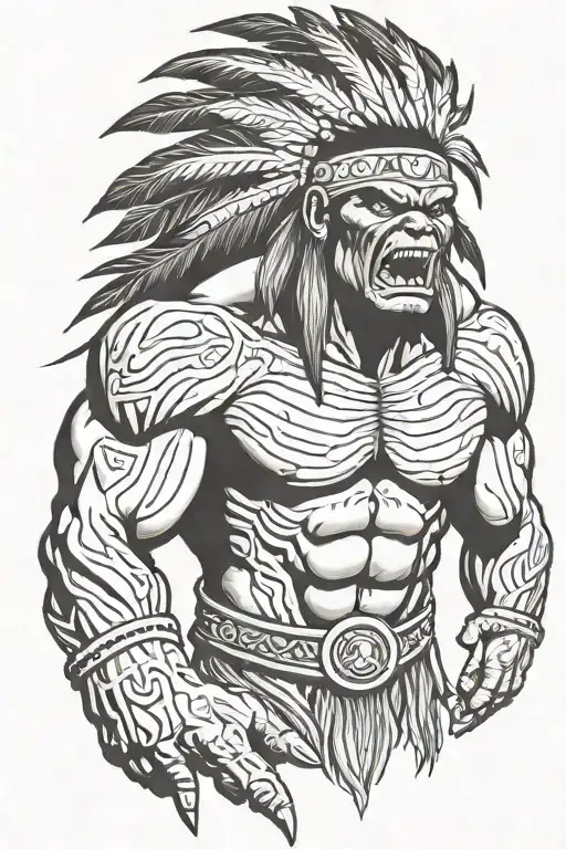 Native American Chief Hulk Monster Yelling