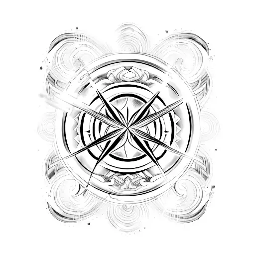 Black Colored Chaos Star With Ying Yang Symbol Embedded In A Middle